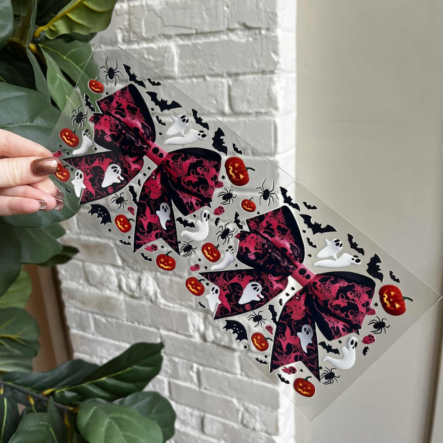 2 Pink Ghost Bows UV DTF Wrap