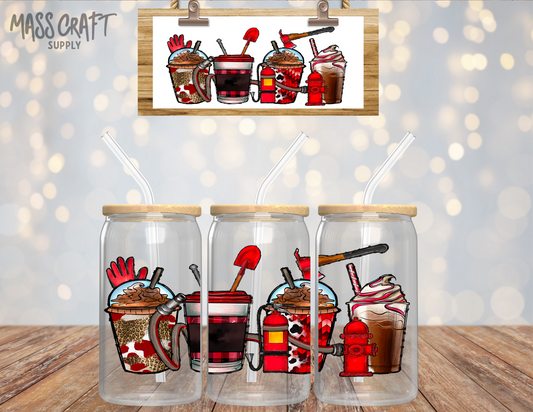 Firefighter Latte Cups UV DTF Wrap