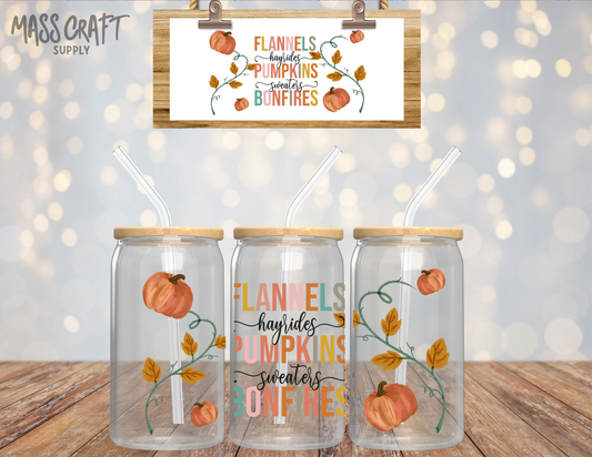 Flannels Pumpkin Bonfires UV DTF Wrap