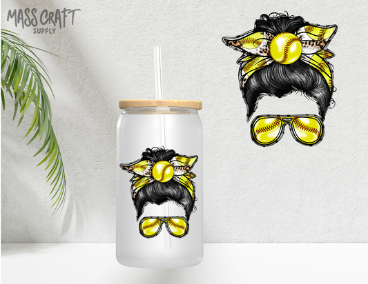 Softball Bun UV DTF Decal