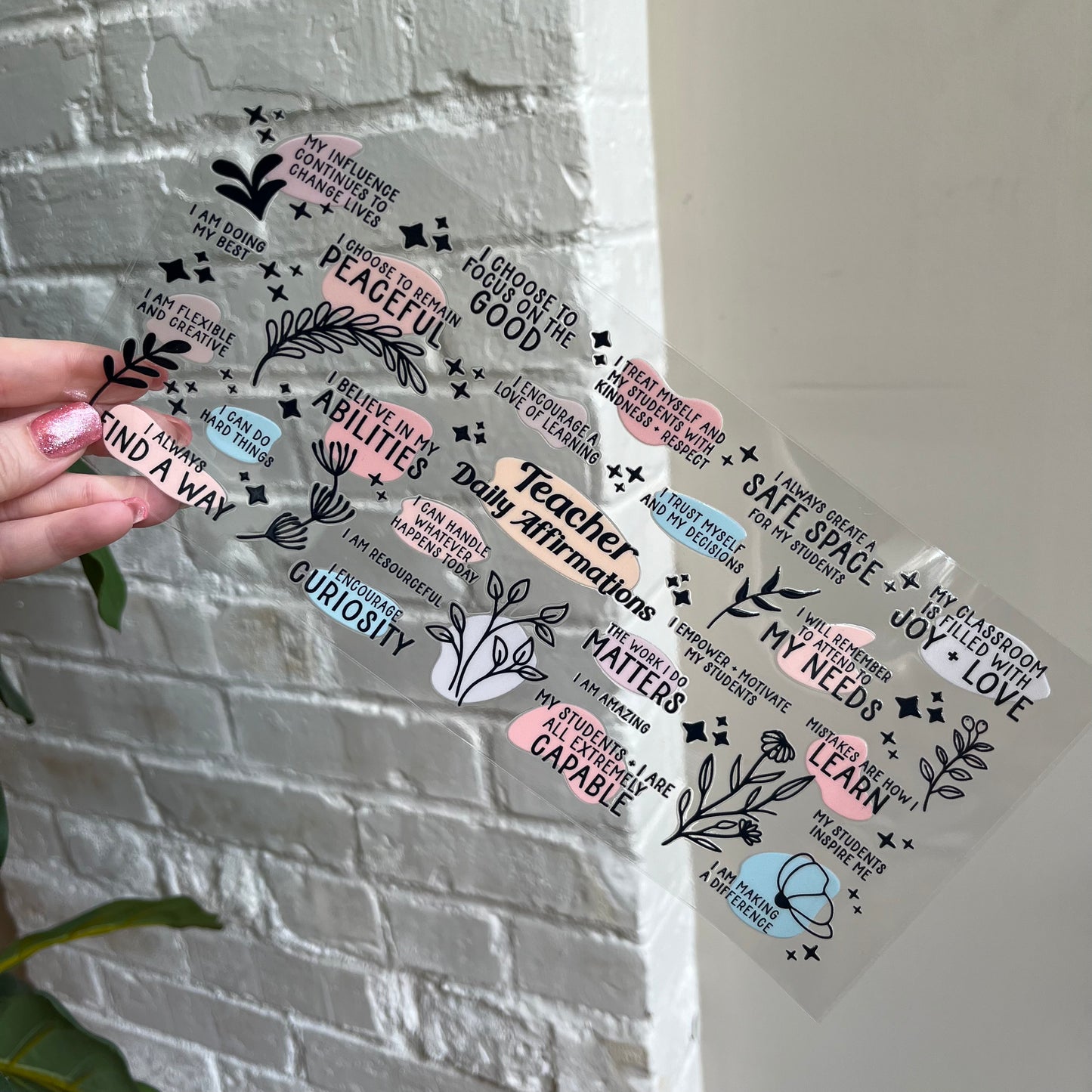 Teacher Daily Affirmation UV DTF Wrap