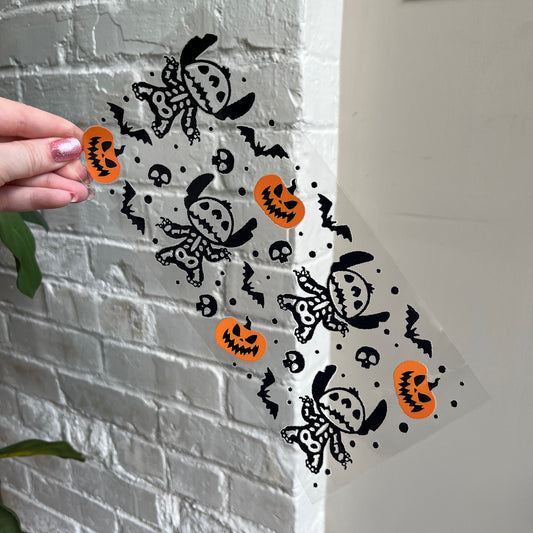 Stch Pumpkin Skeleton UV DTF Wrap